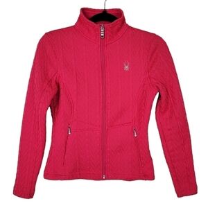 Spyder Core Sweater Jacket Size XS Full Front Zip Pockets Fleece Lined Dark Pink